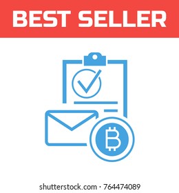 Marked Checklist Icon. Check Mark icon. Compliance Vector Sign. Payment by bitcoins