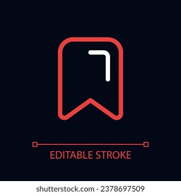 Icono de ui lineal de color de píxel de contenido marcado para el tema oscuro. Marcador para páginas web. Esquema de pictograma de interfaz de usuario aislado. GUI, UX diseño para el modo nocturno. Trazo editable. Tipo de letra arial utilizado