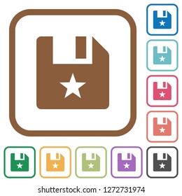 Marked file simple icons in color rounded square frames on white background