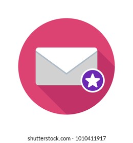 Marked mail icon. Email icon with long shadow. Vector Flat Illustration