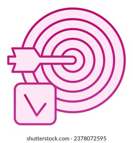 Marked target and arrow line icon. Board for darts and marker checkbox gradient line style pictogram on white background. Businessman goal for mobile concept and web design. Vector graphics