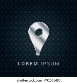 Marker 3D silver/platinum metallic chromium precious Icon / Logo Design