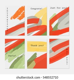 Marker abstract strokes white yellow orange.Hand drawn creative invitation greeting cards.Poster placard flayer design templates. Anniversary Birthday wedding party cards.Isolated on layer.