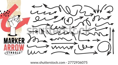 Marker arrow symbols. Set of vector illustrations for graphic and web design, social media, business presentation and marketing material.