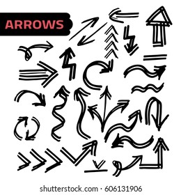 Marker arrows. Vector arrows set.