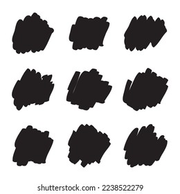 Marker black color highlight stripe pen shape set vector illustration on white background.