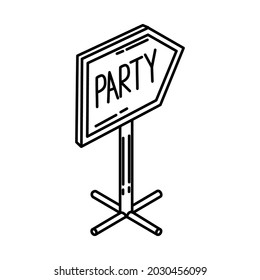 Marker Board Party Equipment Device Hand Drawn Icon Set Vector.
