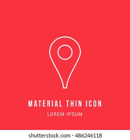 Marker Bright red material designed line thin flat icon / logo