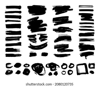 Marker brush strokes, a set of design elements, shapes for text and decoration