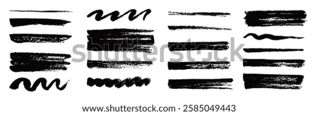 Marker brush texture stroke paint underline highlight. Marker pen highlight stroke. Vector hand drawn brush underline element set for accent, crayon texture emphasis element. Chalk vector illustration