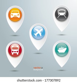 Marker with button on the grey background. Eps 10 vector file.