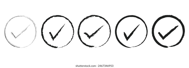 Lista de verificación de casilla de verificación de marca aislada. Icono de comprobación. Conjunto de iconos de Vector de comprobación.