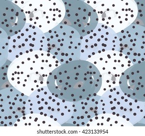 Marker circles blue and green with dots.Abstract hand drawn with ink and marker brush seamless background.Textured pattern. 