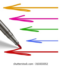 Marker and colorful arrows 