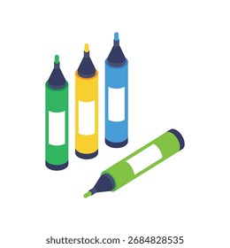 Ilustração de estilo de vetor isométrico de cores de marcadores 
