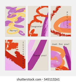 Marker crayon abstract strokes cream.Hand drawn creative invitation greeting cards.Poster placard flayer design templates. Anniversary Birthday wedding party cards.Isolated on layer.