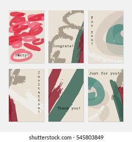 Marker crayon abstract strokes on cream.Hand drawn creative invitation greeting cards.Poster placard flayer design templates. Anniversary Birthday wedding party cards.Isolated on layer.