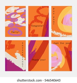 Marker crayon abstract strokes on orange.Hand drawn creative invitation greeting cards.Poster placard flayer design templates. Anniversary Birthday wedding party cards.Isolated on layer.
