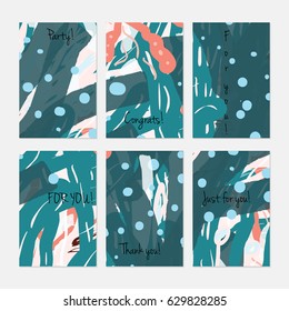 Marker and crayon brush with doodles.Hand drawn creative invitation or greeting cards template. Anniversary, Birthday, wedding, party, social media banners set of 6. Isolated on layer.
