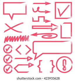 marker design elements, arrows, check mark, speech bubbles