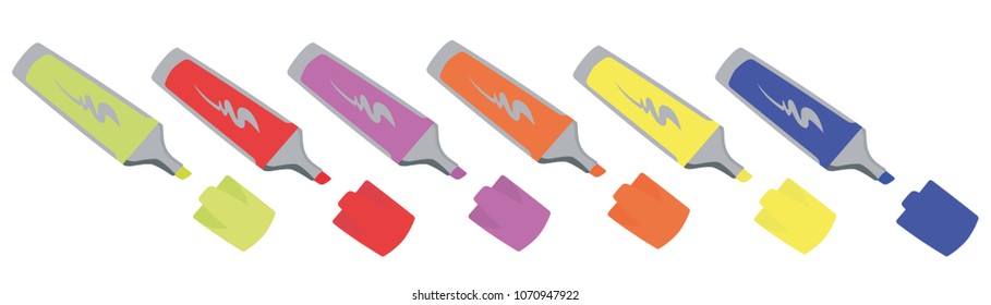 marker different color set realistic vector illustration isolated