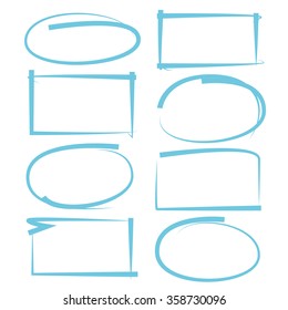 marker drawing set, rectangle marker, circle marker, frame marker, hand drawn marker