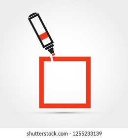 Marker drawing a square vector illustration