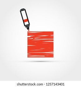 Marker drawing a square vector illustration
