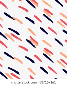 Marker drawn diagonal blue orange red hatches.Hand drawn with marker seamless background.Modern hipster style design.