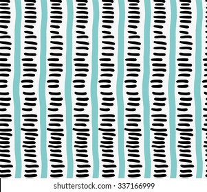 Marker drawn green vertical lines and black horizontal hatches.Hand drawn with marker seamless background.Modern hipster style design.