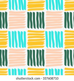 Marker drawn horizontal and vertical striped squares.Hand drawn with marker seamless background.Modern hipster style design.