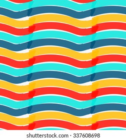 Marker drawn horizontal wavy stripes.Hand drawn with marker seamless background.Modern hipster style design.