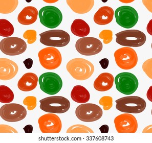 Marker drawn orange red green scribbled circles.Hand drawn with marker seamless background.Modern hipster style design.