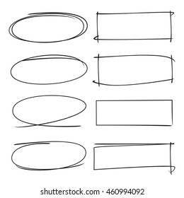 marker elements, circle, rectangle set for mark and highlight text