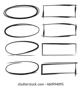 marker elements, circle, rectangle set for mark and highlight text