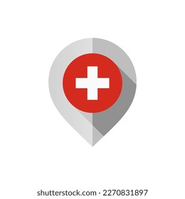 Marcador con bandera suiza para mapa, ilustración vectorial sobre fondo blanco