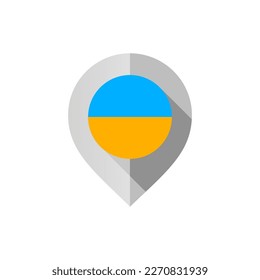 Marker with flag ukraine for map, vector illustration on white background