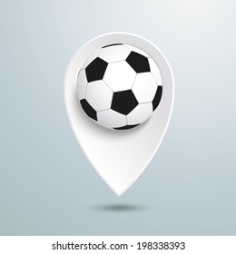 Marker with football on the grey background. Eps 10 vector file.