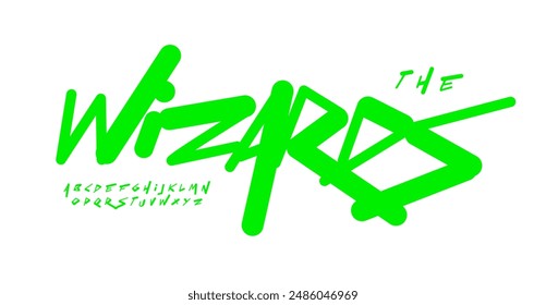 Marker graffiti alphabet, dynamic modern street letters with contrasting round lines, expressive hand-drawn typeface, vibrant urban typography, cool youth contemporary graphic style. Vector typeset.