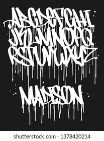 Marker Graffiti Font, handwritten Typography vector illustration