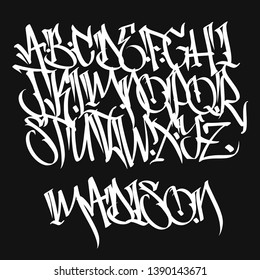 Marker Graffiti Font, handwritten Typography vector illustration