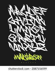 Marker Graffiti Font handwritten Typography vector illustration