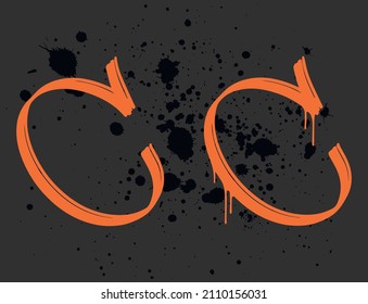 Marker Graffiti Font, handwritten Typography vector illustration, the letter "c"