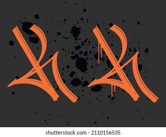 Marker Graffiti Font, letra manuscrita Typography vector, letra "k"