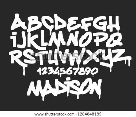 Marker Graffiti Font, handwritten Typography vector illustration