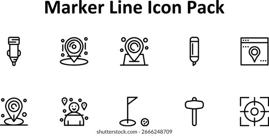 Grafiksatz für Marker - 10 Symbole (dünne Linie)