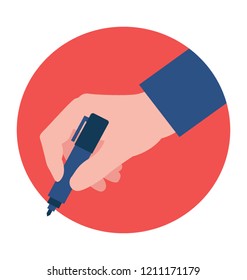 
A marker in  a hand for bold writing 
