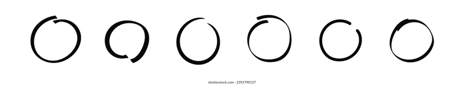 Marker hand drawn circle. Doodle round frame stroke vector