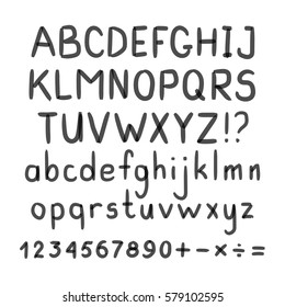 Marker Hand Written Doodle Symbols Vector. Letters, Numbers, Mathematical Symbols
