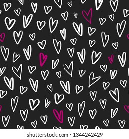 Marker hand-drawn hearts in constrast colors vector black